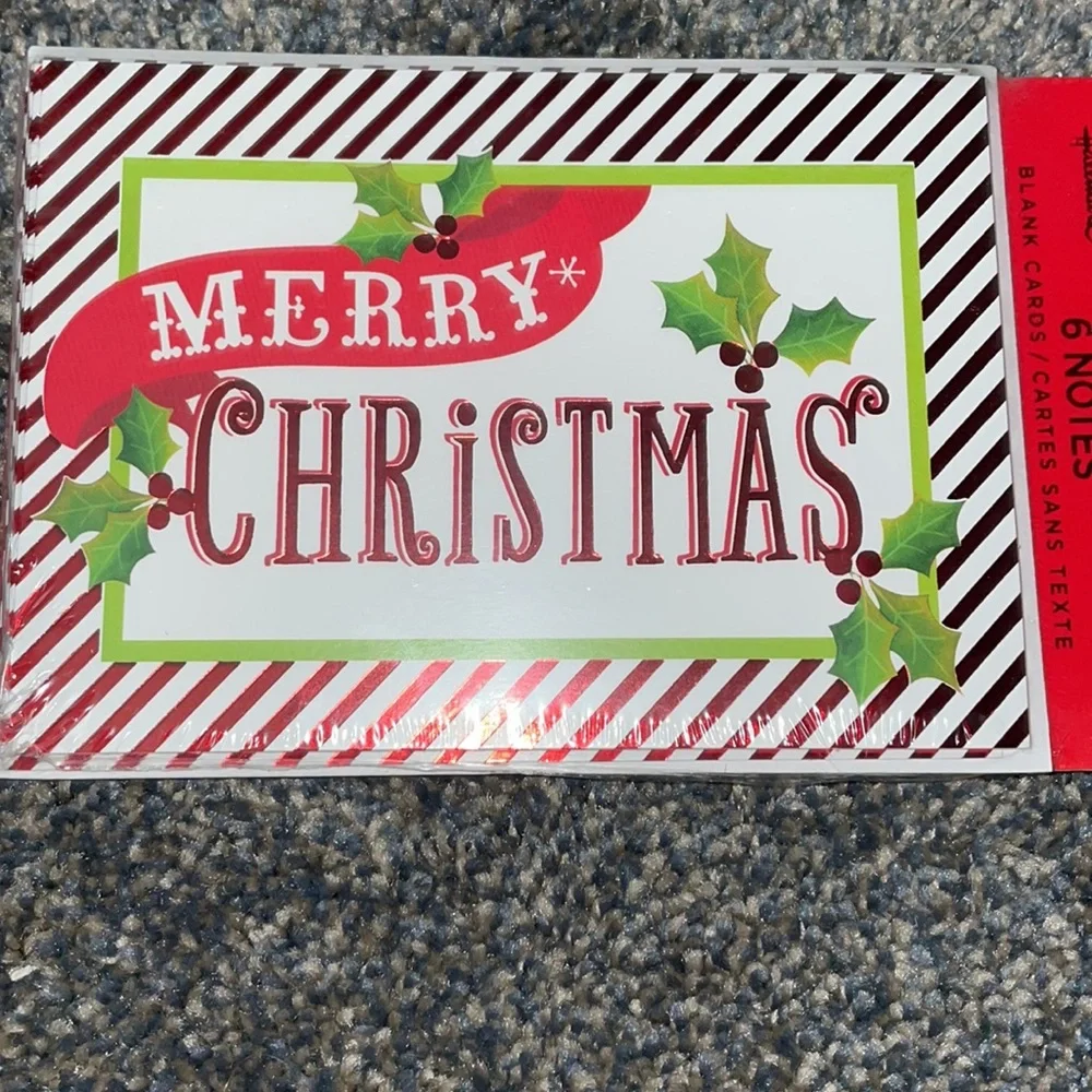 Hallmark Merry Christmas Cards Set of 6 Blank Notecards